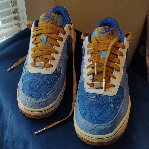 NIKE AIR FORCE 1 PREMIUM 07 DIAMOND PHILLY DOWN NORTH UNC BLUE GUM Size 6.5Y - Picture 2 of 5